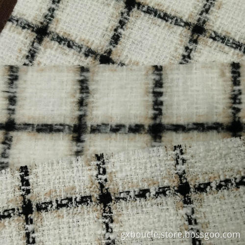 Boucle Style checked design brush fabric
